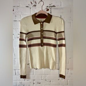 NWT FAHERTY ORGANIC COTTON AND CASHMERE SWEATER SIZE XS IN RETRO FALL STRIPE